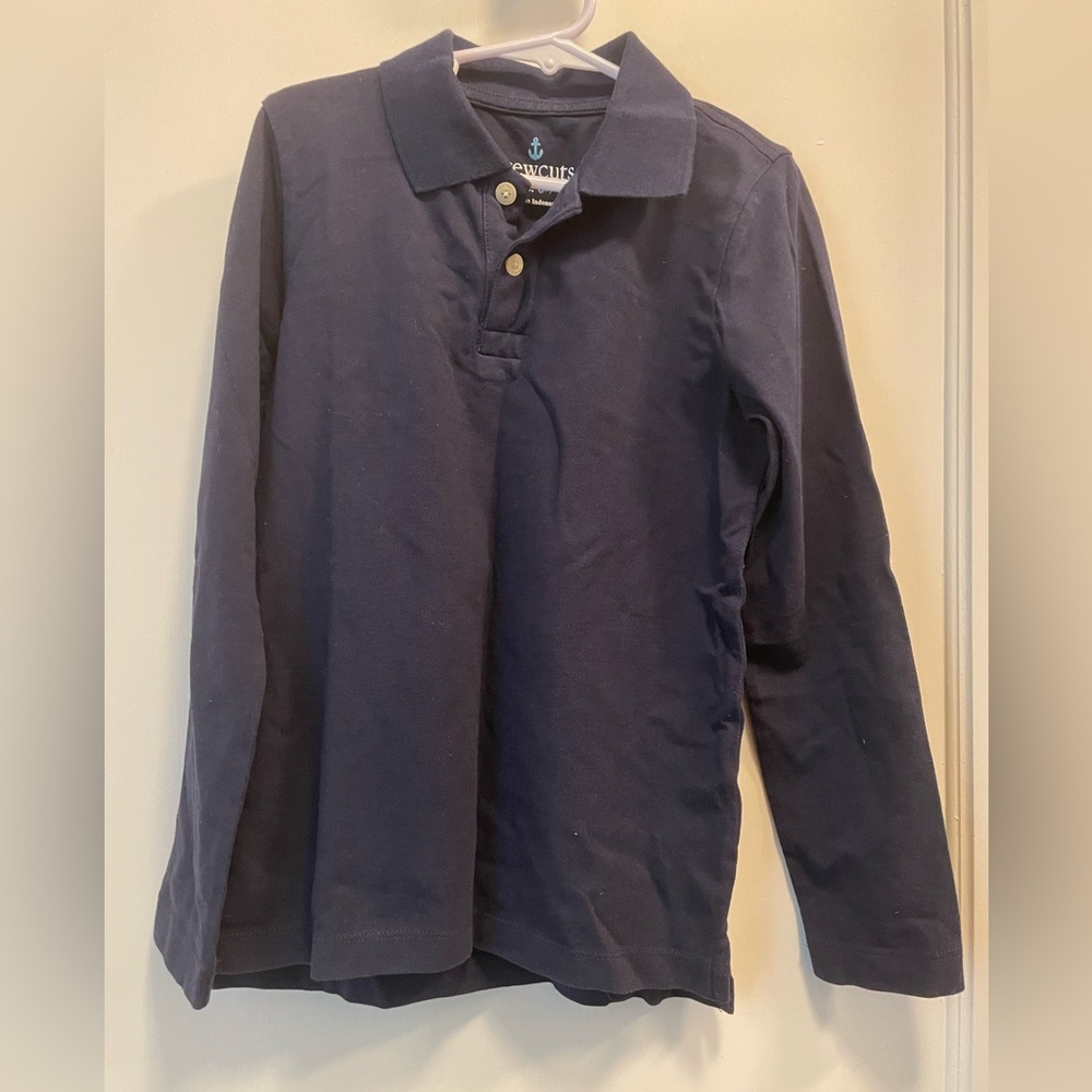NWT JCrew/ Crewcuts Navy Knit Polo- Longsleeve 6-7